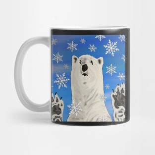 Funny Polar Bear Art with Snowflakes Fun Winter Home Decor and Gifts Mug